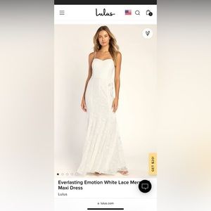 Brand new with tags - Lulu’s Everlasting Emotion White Lace Mermaid Maxi Dress